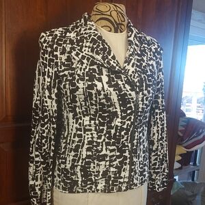 Chico's Brown and White Patterned Blazer